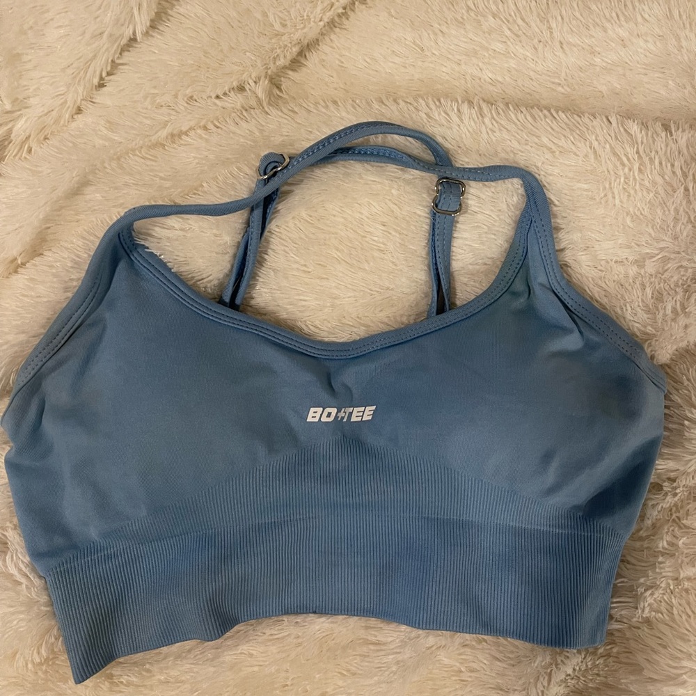 Blue Bo + Tee racer back sports bra